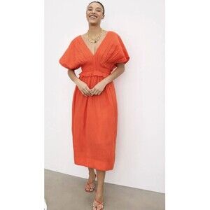Sea New York  Zora Midi Dress Orange  Size 12 MSRP $395